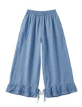 4029 WIDE LINEN PANTS WITH EYELET EMBROIDERY: CANDY