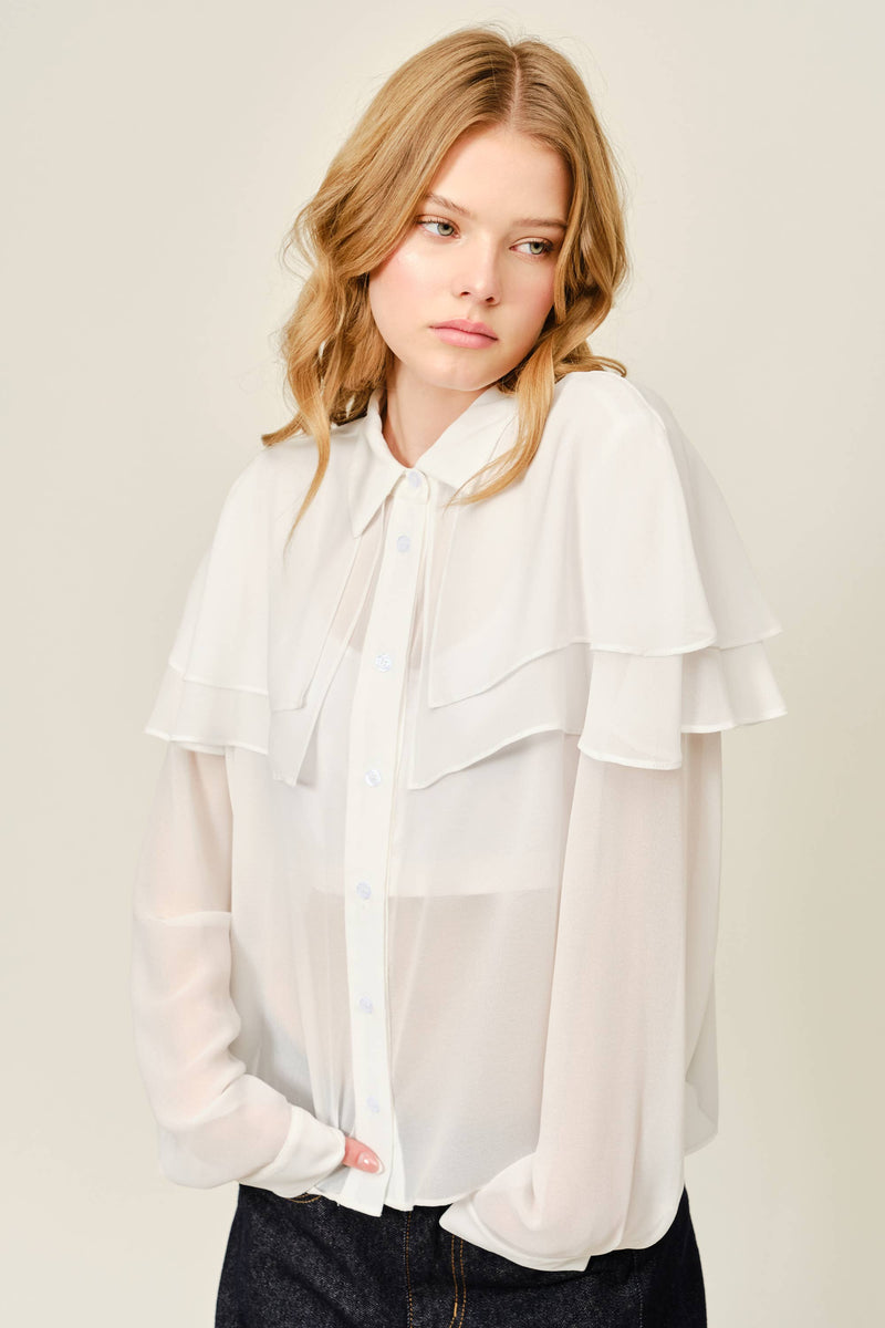 Capelet Layered Sheer Blouse