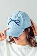 Bow Baseball Cap in Denim