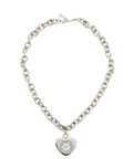 Watch Necklace- Steel Chain , Heart Shaped, Really Works: Silver