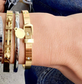  Buckle Bangle Bracelet- Hinged- Stainless Steel - Cuff : Silver