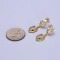 Clear Cubic Zirconia Abstract Dangle Stud Earrings AE1091: Silver