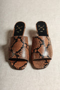 Vivian Snake-Embossed Leather Mules with Kitten Heel