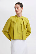 Key Lime Asymmetrical Ruffled Blouse by Touche