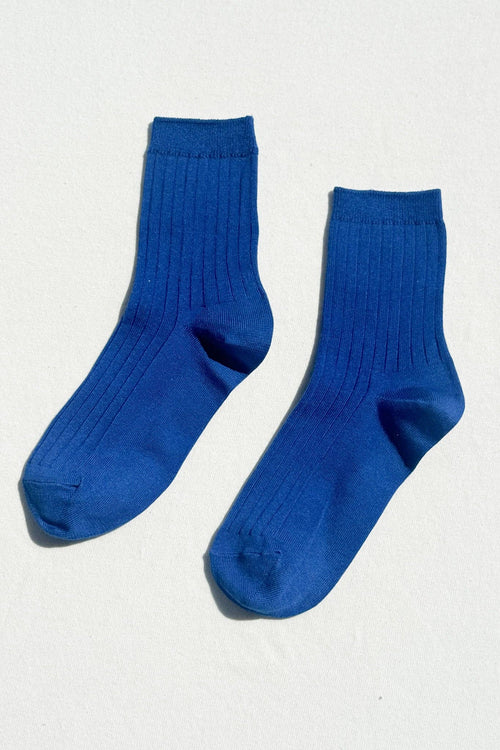 Cobalt Ribbed Cotton Socks