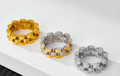 Roll X- Watch band Ring- Stainless steel 14K: Yellow Gold / 7