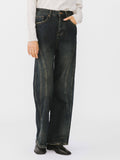 Black Vintage Style Straight Leg Denim Jeans