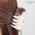 French Amie Crown Wave Small 2.5” Cellulose Handmade Interlocking Hair Claw: Silver Onyx Grey