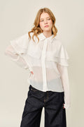 Capelet Layered Sheer Blouse
