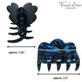 French Amie Crown Wave Small 2.5” Cellulose Handmade Interlocking Hair Claw: Silver Onyx Grey