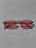 Slim Retro Rectangle Metal Frame Sunglasses