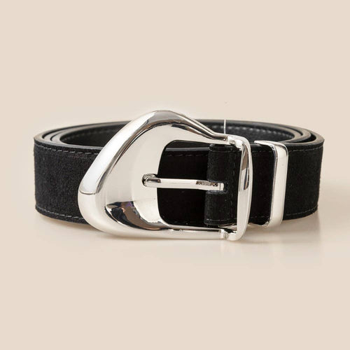 Ornate Buckle Suede Leather Belt