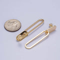 Rectangular Oblong Link Dangle Drop Stud Earrings in Gold & Silver | AB164 AB165: Silver