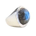 SALE Very Large Labradorite Sterling Silver Statement Ring: 7