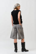MAP3098 DENIM BERMUDA SHORTS WITH YOKE SEAM: CREAM / M