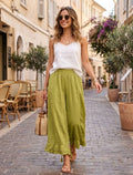 4029 WIDE LINEN PANTS WITH EYELET EMBROIDERY: WHITE