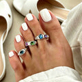 Chic Colorful Diamonds Open Toe Ring 6W6JRG288: Silver / F