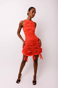 ERIN  RUCHE MINI DRESS: Red / S