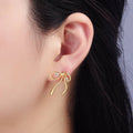 14K Gold Filled CZ Coquette Ribbon Tied Bow Stud Earrings