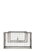 Metal Cage Crossbody Clutch Bag: SILVER