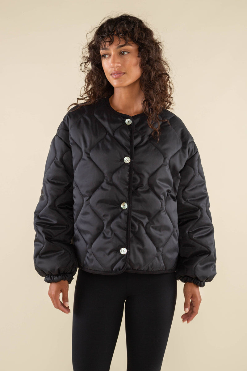 Nubi Black Boxy Quilted Jacket