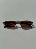Slim Retro Rectangle Metal Frame Sunglasses