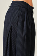 Navy Pinstripe Barrel Pants