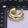 Wide Chubby C Shaped Hoop Stud Earrings in Gold & Silver | X: Gold
