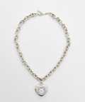 Watch Necklace- Steel Chain , Heart Shaped, Really Works: Silver