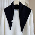 Pure Wool Knit Triangle Scarf Multi-Use_CWOV00279: DARKBLUE / (OS) 1