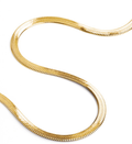 Kate- Herringbone Stainless Steel Necklace 14K- Widest: Silver