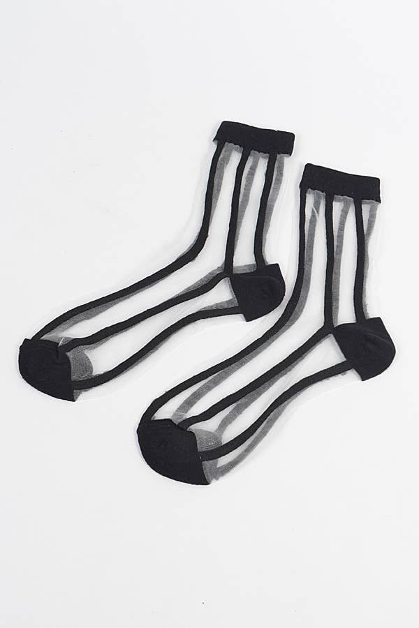 Stretch Stripe Mesh Socks