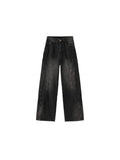 Black Vintage Style Straight Leg Denim Jeans