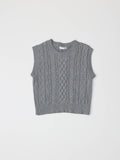 Gray knitted sleeveless sweater on a light gray background