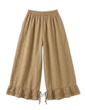 4029 WIDE LINEN PANTS WITH EYELET EMBROIDERY: CANDY