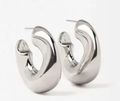 Wave-Puffy Hoop- Steel Earrings- 14K gold or Silver: Gold