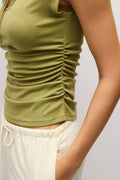 Keyhole Raglan Knit Top in Moss
