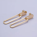 Rectangular Oblong Link Dangle Drop Stud Earrings in Gold & Silver | AB164 AB165: Silver