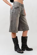MAP3098 DENIM BERMUDA SHORTS WITH YOKE SEAM: CREAM / M