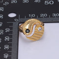 Yin Yang Ring, Adjustable Trendy Yin Yang Ring, Gold Plated, Statement Ring, Trendy Rings O-2146 O-2147: Green