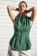 Green Overdyed Denim Top