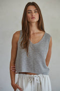 Knit Sweater Cotton Acrylic V-Neck Vest Top