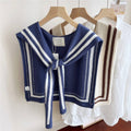 DOUBLE ROW STRIPED FRAME KNITTED SHAWL_CWASC0846: Beige / (OS) 1