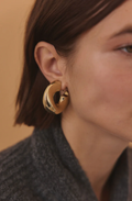 Wave-Puffy Hoop- Steel Earrings- 14K gold or Silver: Silver