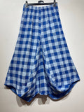 6633C LINEN SKIRT WITH POCKETS, VICHY CHECK PATTERN: Yellow