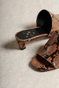 Vivian Snake-Embossed Leather Mules with Kitten Heel