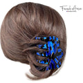 French Amie Crown Wave Small 2.5” Cellulose Handmade Interlocking Hair Claw: Silver Onyx Grey