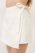 Denim Wrap Skirt in White