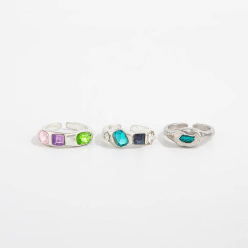 Chic Colorful Diamonds Open Toe Ring 6W6JRG288: Silver / F