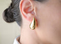 Chunky Hollow Drop Earrings- Lightweight Tear Drop Studs: Silver